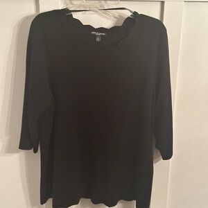 Cable & Gauge Black 3/4 Sleeve Sweater
